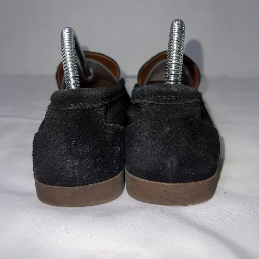 Franco Sarto Gina Loafers Womens Size 8.5 Black Suede Moc Toe Slip On Cushioned